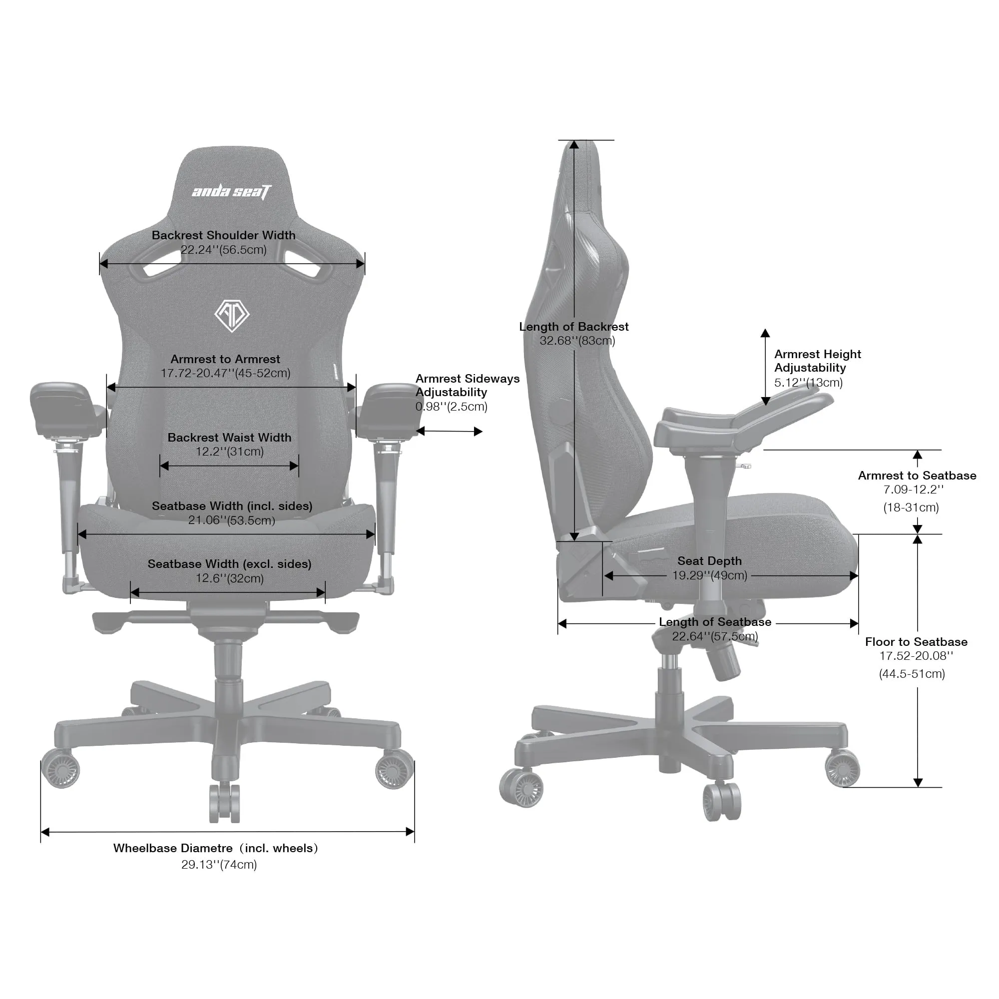 Купити Крісло для геймерів Anda Seat Kaiser 3 Pro XL Grey Fabric (AD12YDC-XL-01-G-PV/F-G02) - фото 14