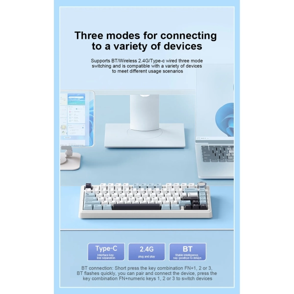 Купить Клавиатура Aula F75 Wireless (gray wood V3 linear) Blue (6948391208633) - фото 13