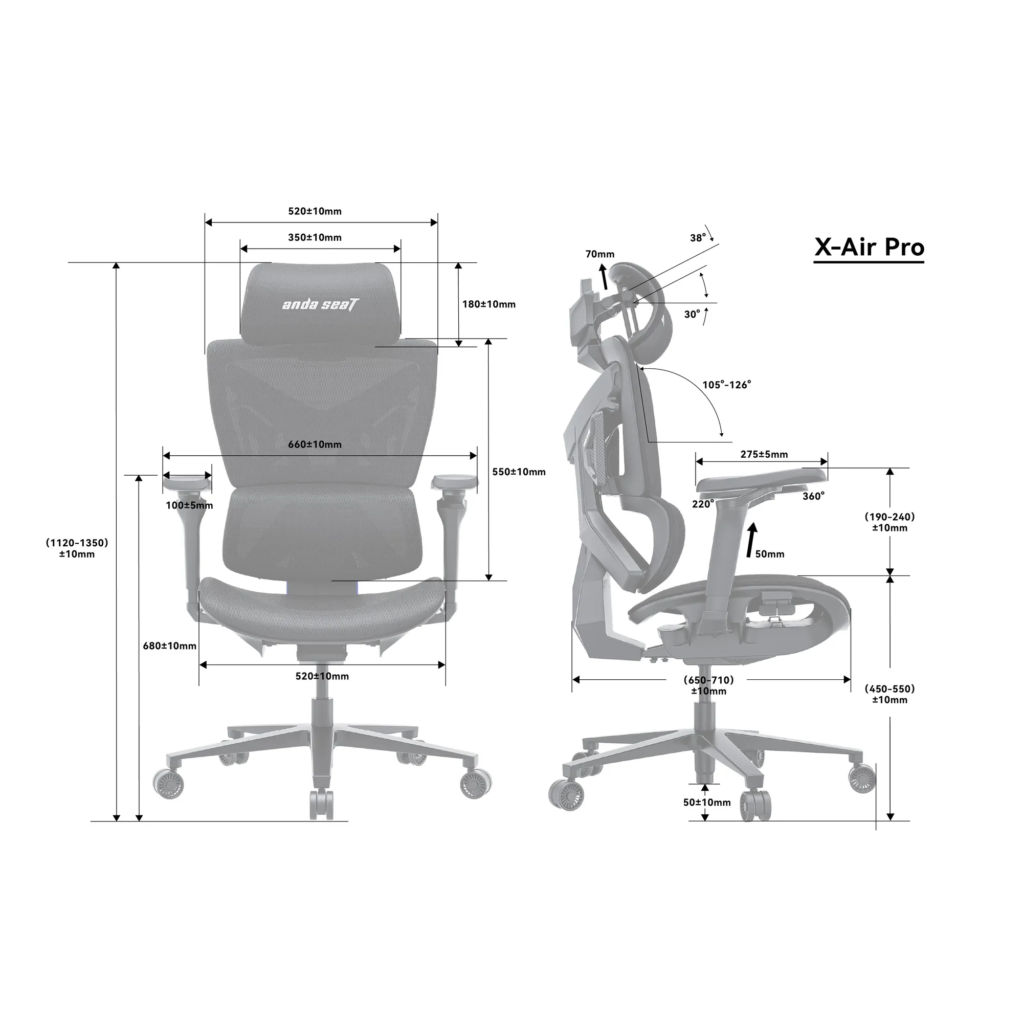 Купить Кресло для геймеров Anda Seat X-Air Pro XL Mesh Gray Twilight (AD-WY-01-GGSP-G01) - фото 10