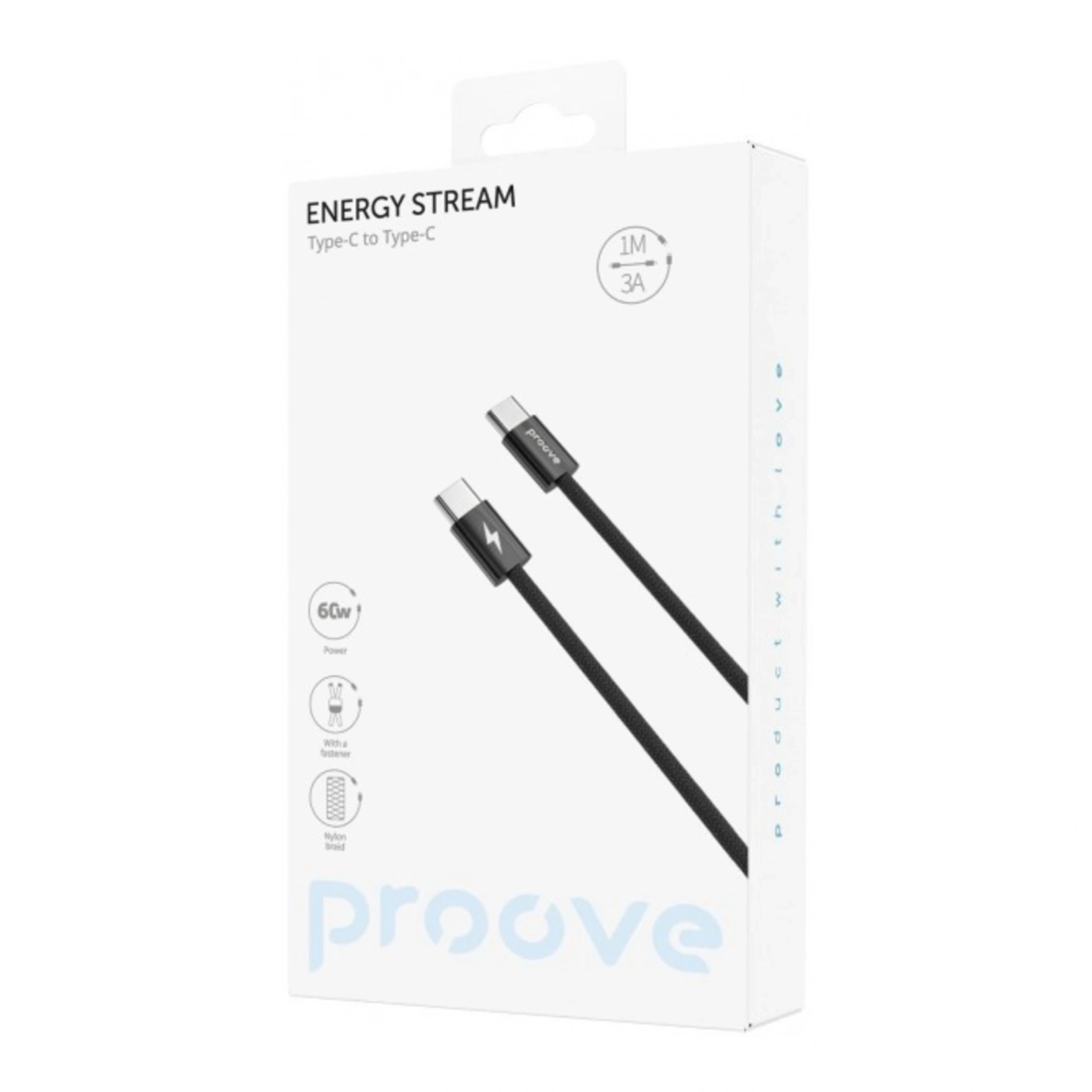 Купити Кабель Proove Energy Stream USB-C - USB-C 60W 1m Black (CCES60002201) - фото 2