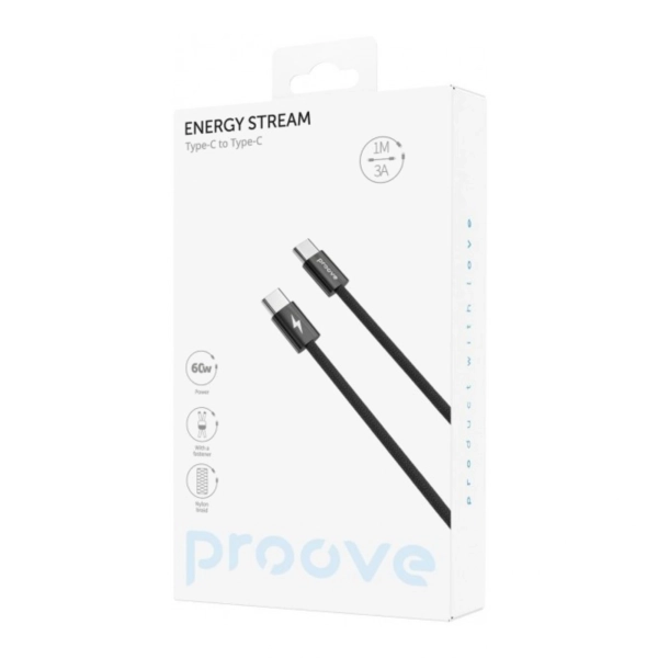 Купити Кабель Proove Energy Stream USB-C - USB-C 60W 1m Black (CCES60002201) - фото 2
