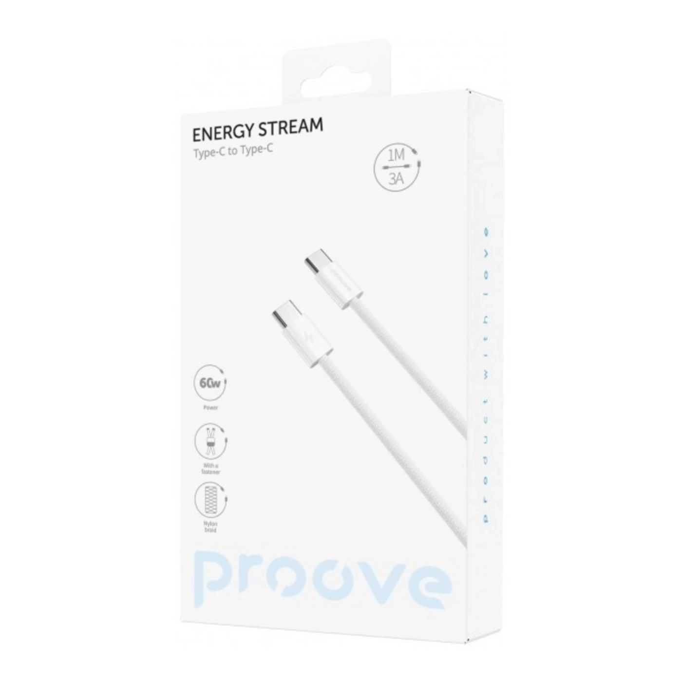 Купити Кабель Proove Energy Stream USB-C - USB-C 60W 1m White (CCES60002202) - фото 2