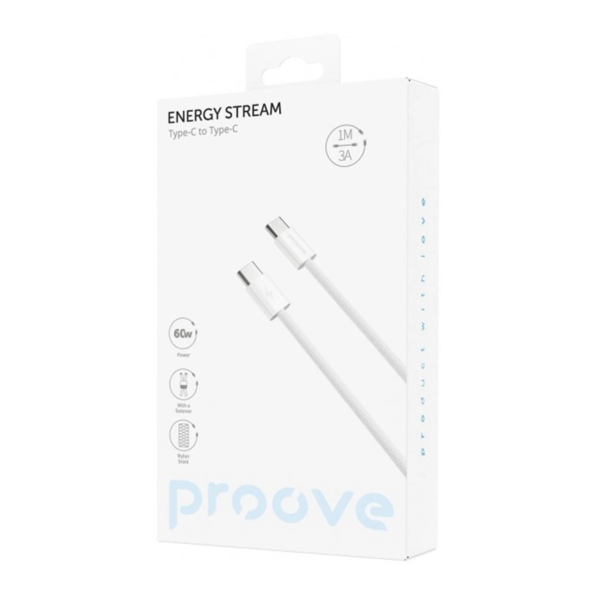 Купити Кабель Proove Energy Stream USB-C - USB-C 60W 1m White (CCES60002202) - фото 2