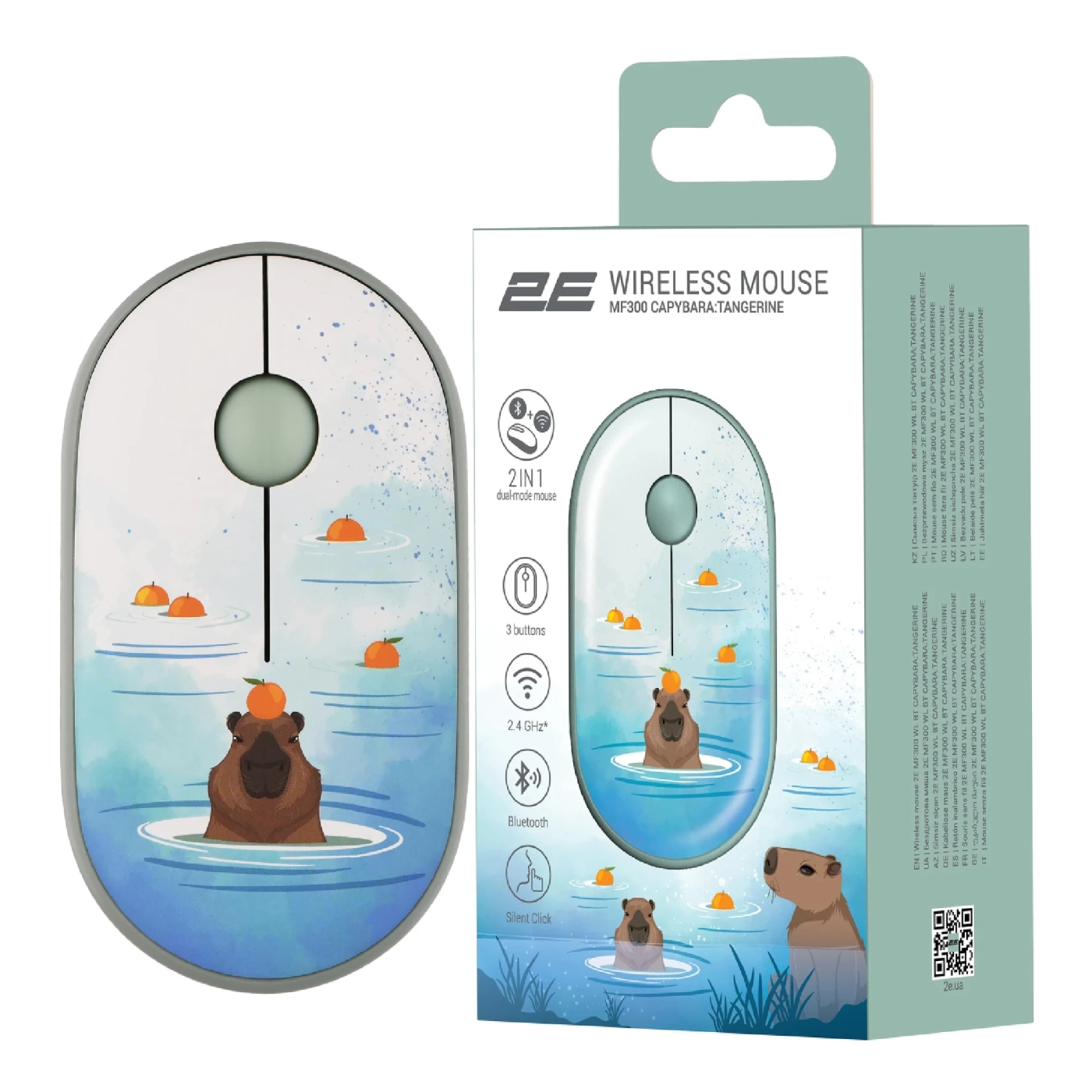 Купити Мишка 2E MF300 CAPYBARATANGERINE Silent Wireless/Bluetooth Green (2E-MF300WCAPIBARAGN) - фото 6