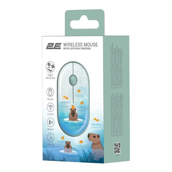 Купити Мишка 2E MF300 CAPYBARATANGERINE Silent Wireless/Bluetooth Green (2E-MF300WCAPIBARAGN) - фото 7