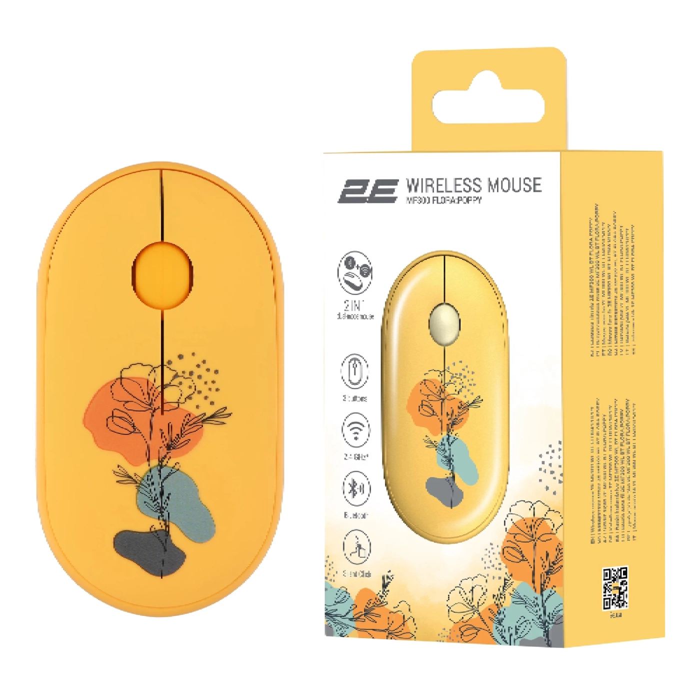 Купити Мишка 2E MF300 FLORAPOPPY Silent Silent Wireless/Bluetooth Yellow (2E-MF300WFLORAYW) - фото 6