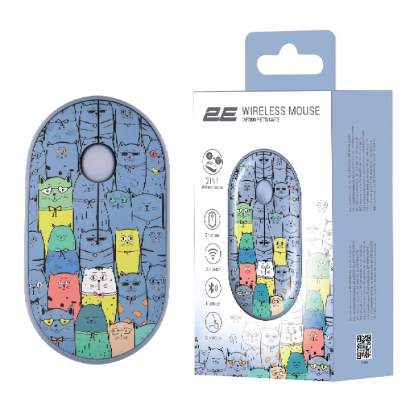 Купити Мишка 2E MF300 PETSCATS Silent Wireless/Bluetooth Blue (2E-MF300WPETSBL) - фото 6