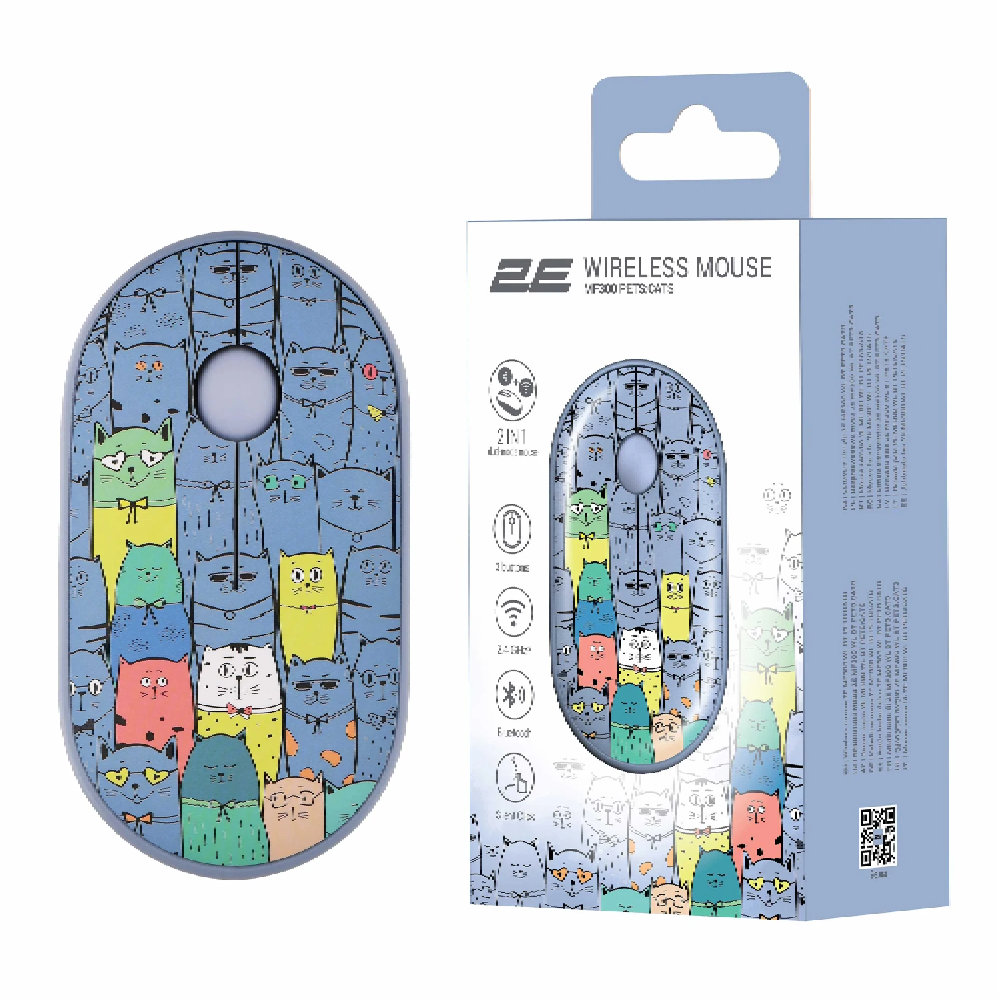 Купити Мишка 2E MF300 PETSCATS Silent Wireless/Bluetooth Blue (2E-MF300WPETSBL) - фото 6