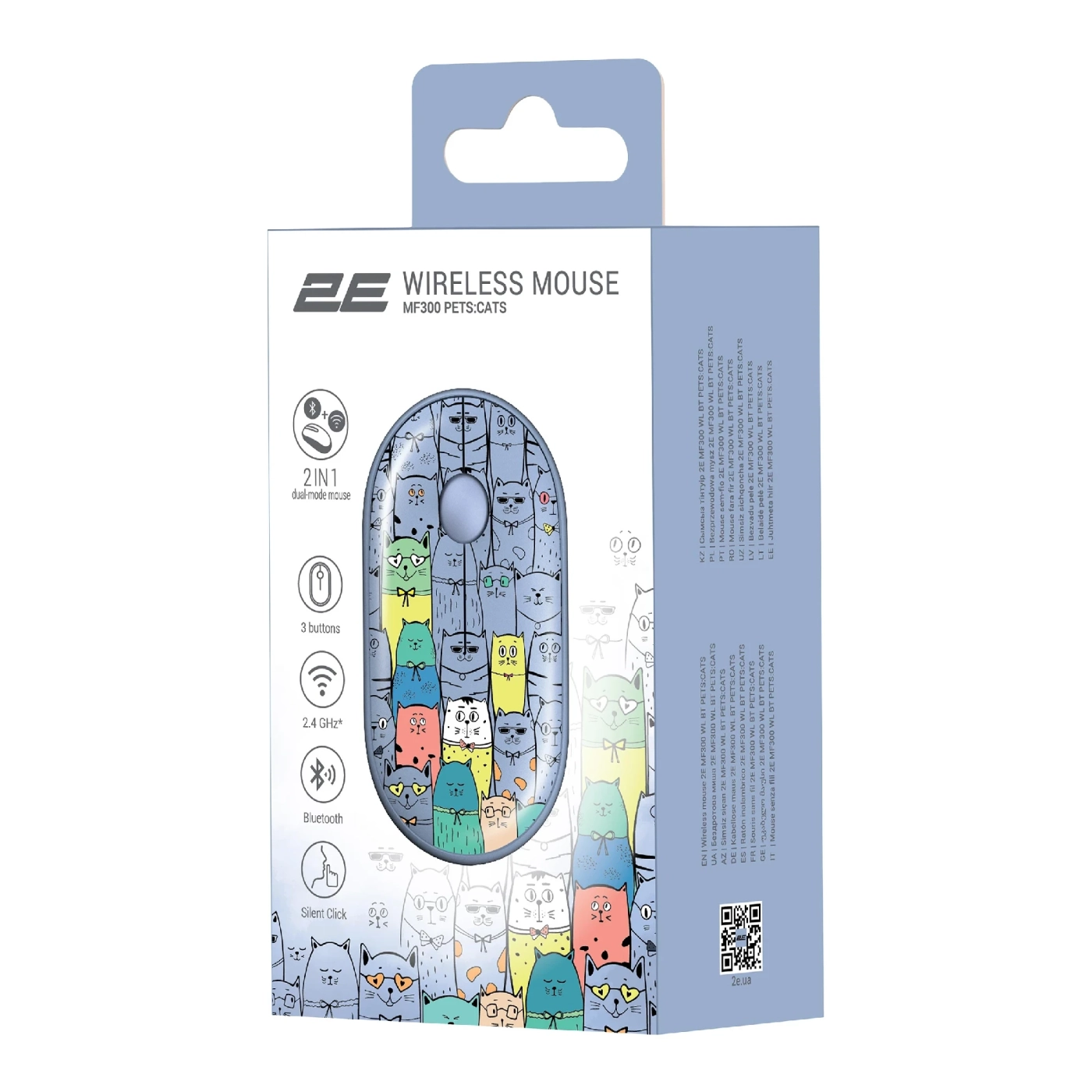 Купити Мишка 2E MF300 PETSCATS Silent Wireless/Bluetooth Blue (2E-MF300WPETSBL) - фото 7