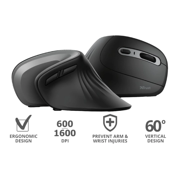 Купити Мишка Trust Verro Ergonomic Wireless Black (23507) - фото 9