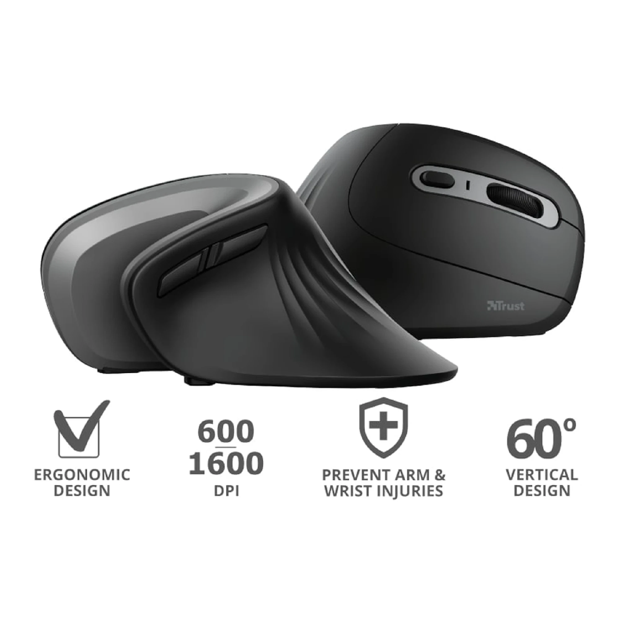 Купити Мишка Trust Verro Ergonomic Wireless Black (23507) - фото 9