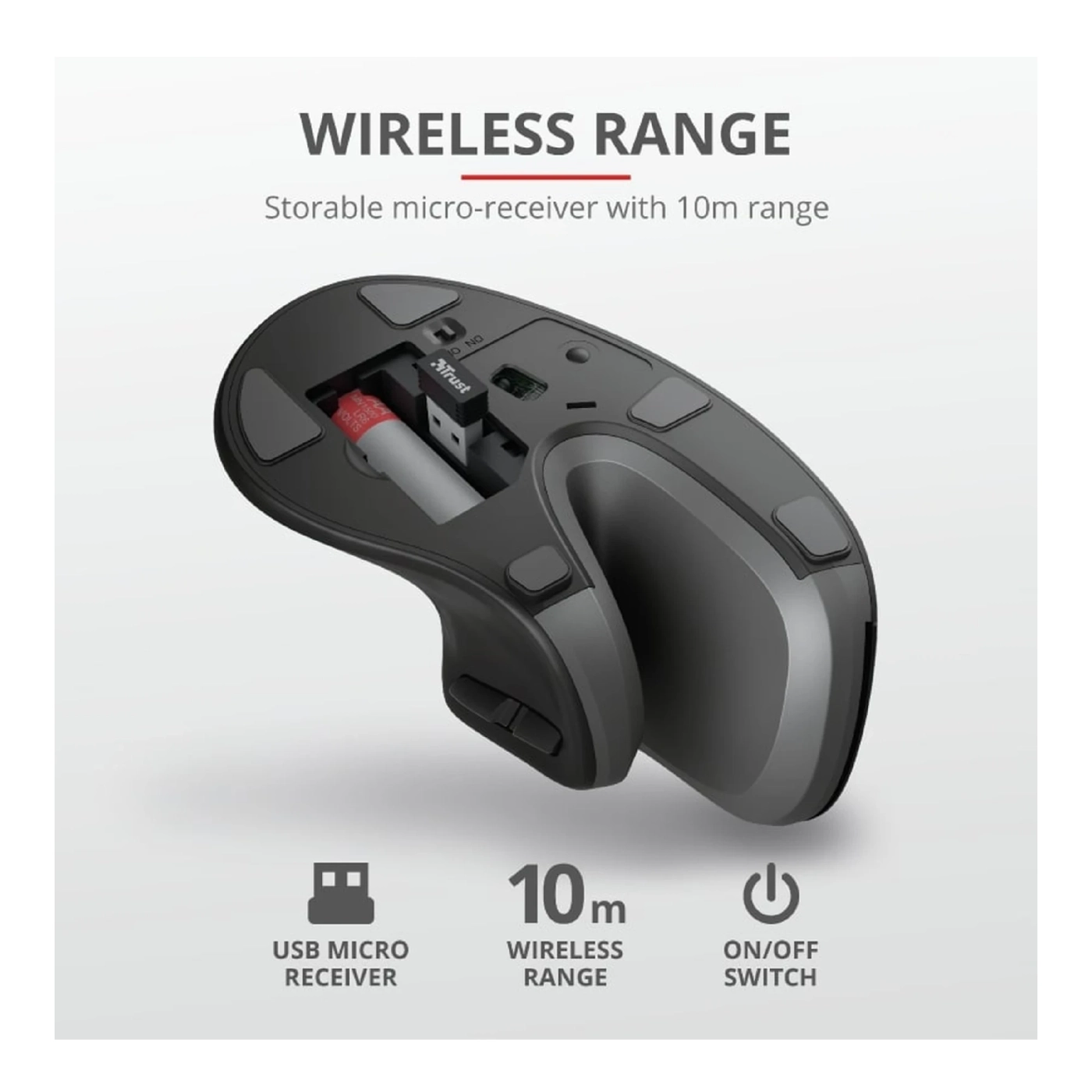 Купити Мишка Trust Verro Ergonomic Wireless Black (23507) - фото 12