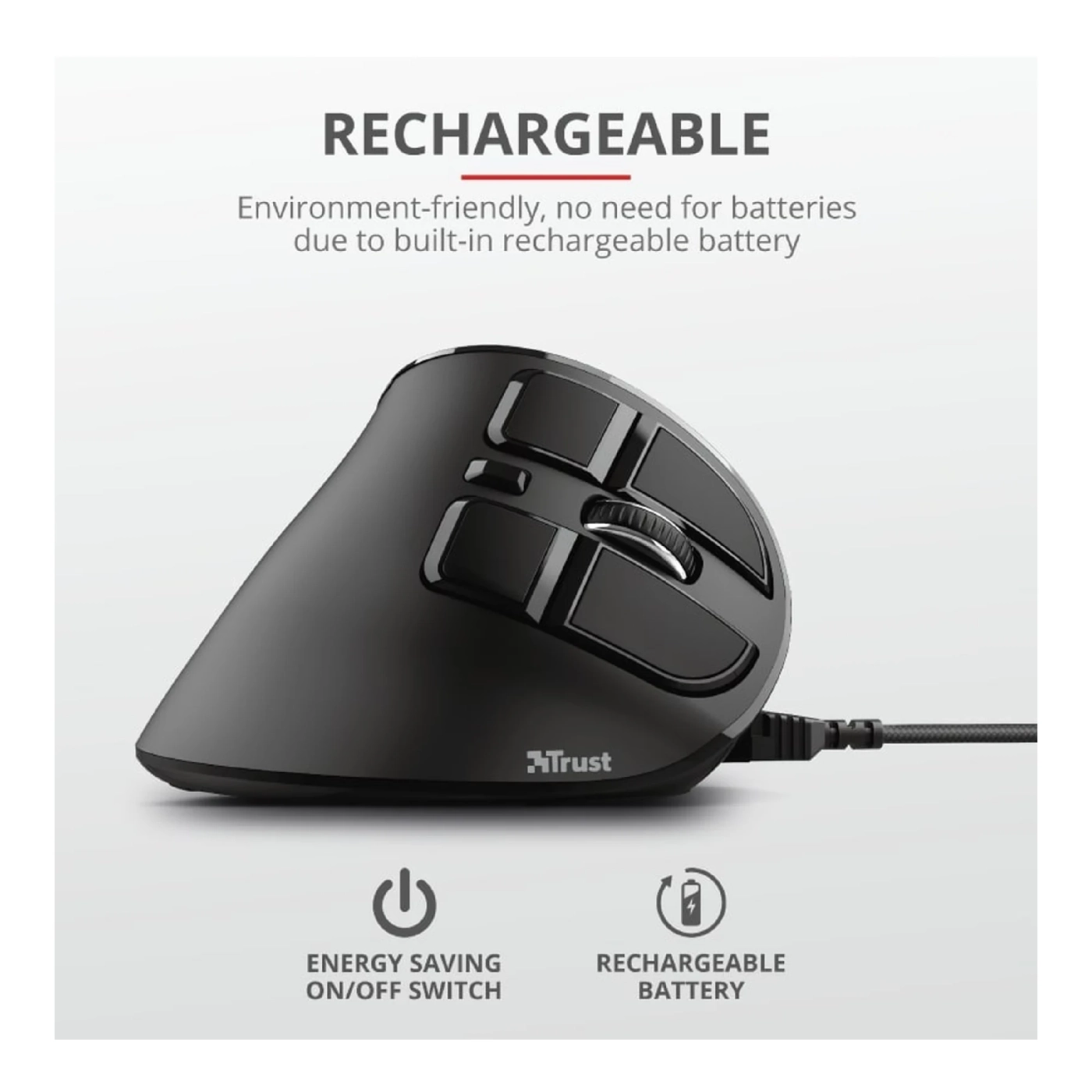 Купити Мишка Trust Voxx Rechargeable Ergonomic Wireless/Bluetooth Black (23731) - фото 10