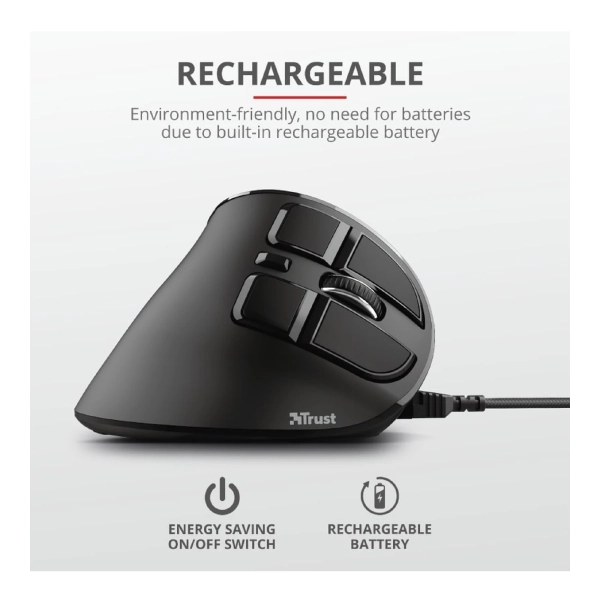 Купити Мишка Trust Voxx Rechargeable Ergonomic Wireless/Bluetooth Black (23731) - фото 10