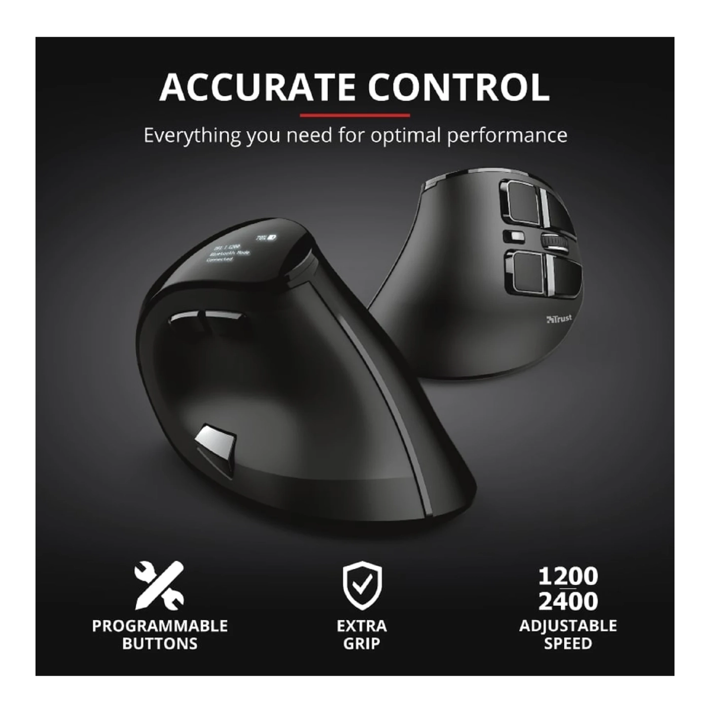 Купити Мишка Trust Voxx Rechargeable Ergonomic Wireless/Bluetooth Black (23731) - фото 11
