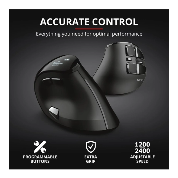 Купити Мишка Trust Voxx Rechargeable Ergonomic Wireless/Bluetooth Black (23731) - фото 11