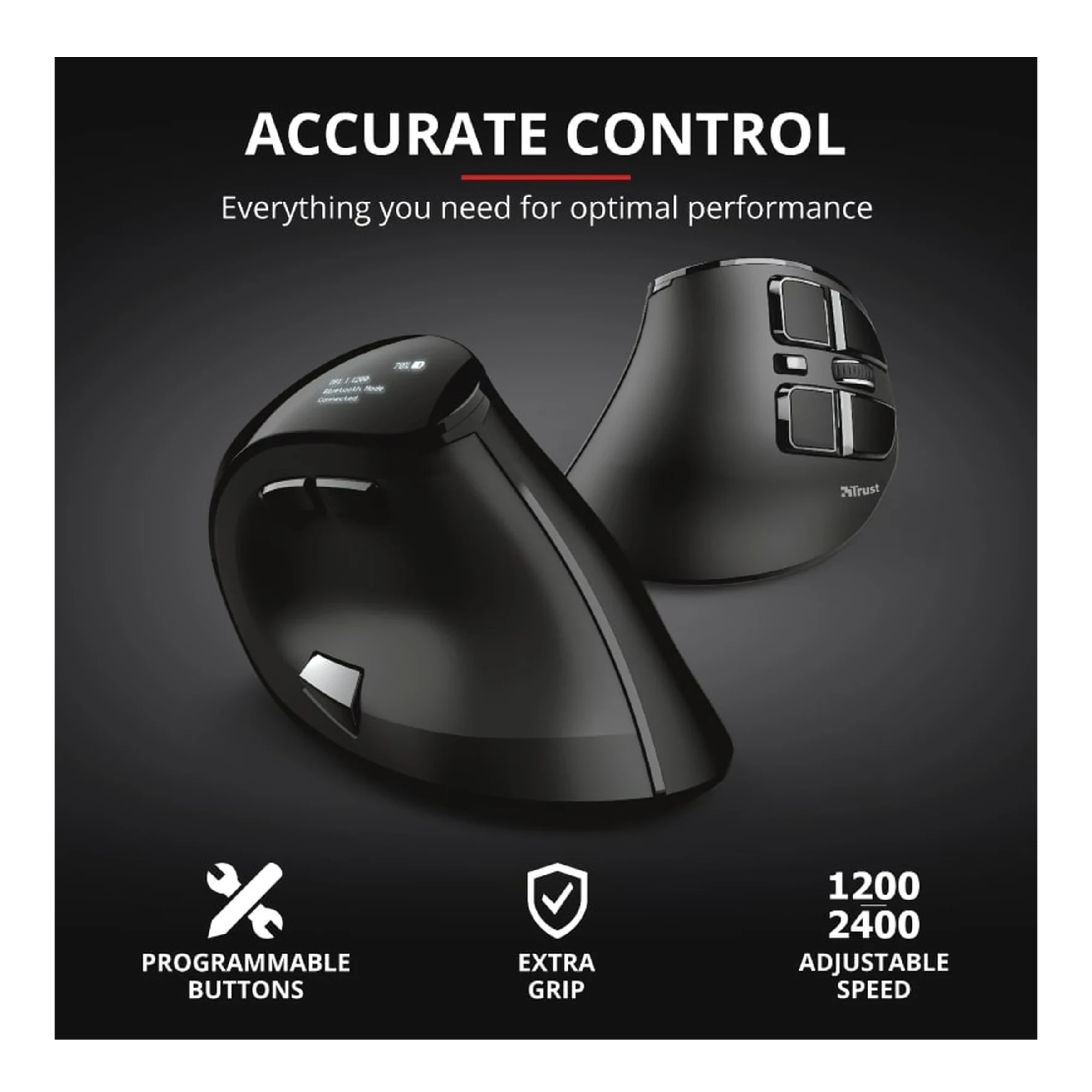 Купити Мишка Trust Voxx Rechargeable Ergonomic Wireless/Bluetooth Black (23731) - фото 11