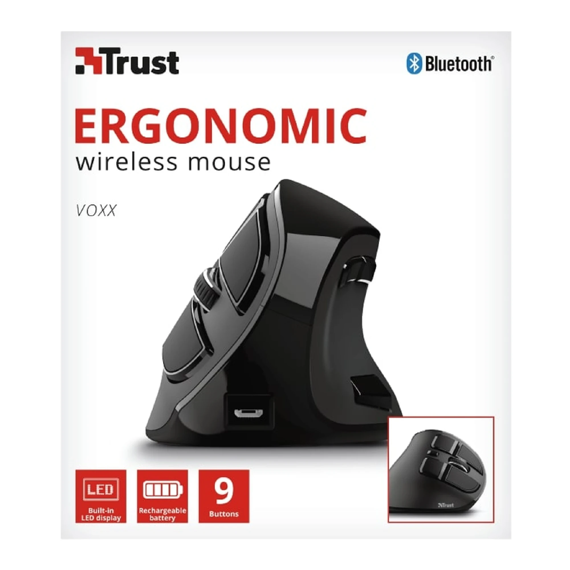 Купити Мишка Trust Voxx Rechargeable Ergonomic Wireless/Bluetooth Black (23731) - фото 13