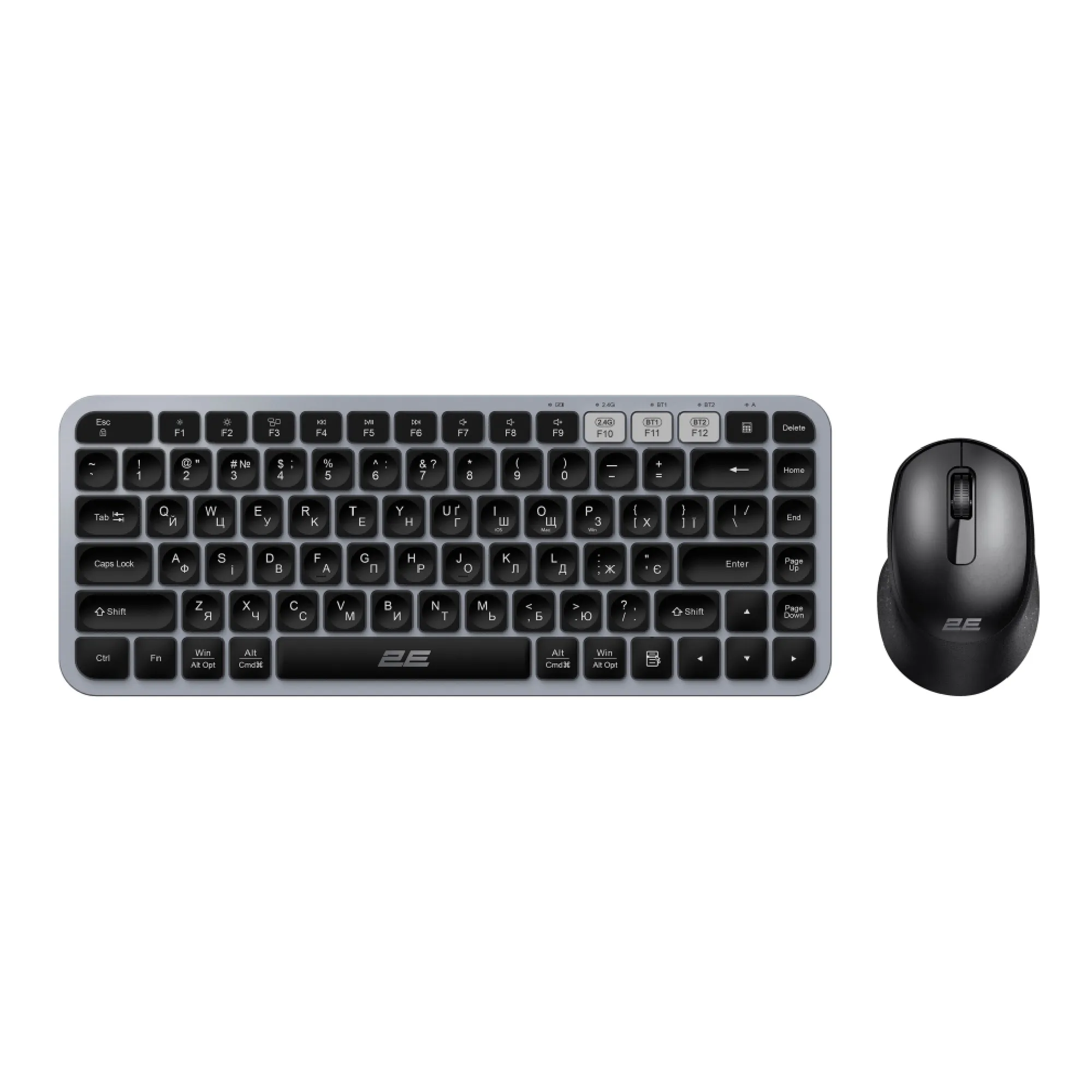 Купить Комплект клавиатура и мышка 2E MK430 Wireless/Bluetooth UA Black/Grey (2E-MK430WBGR_UA) - фото 1