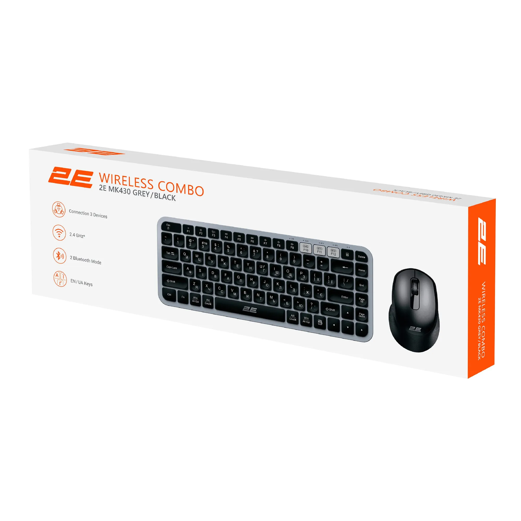 Купить Комплект клавиатура и мышка 2E MK430 Wireless/Bluetooth UA Black/Grey (2E-MK430WBGR_UA) - фото 4