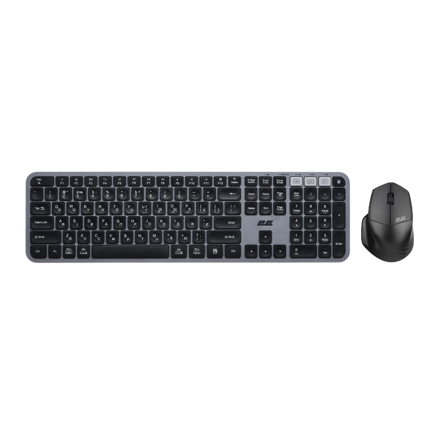Купить Комплект клавиатура и мышка 2E MK440 WL BT EN/UKR Grey (2E-MK440WBGR_UA) - фото 1