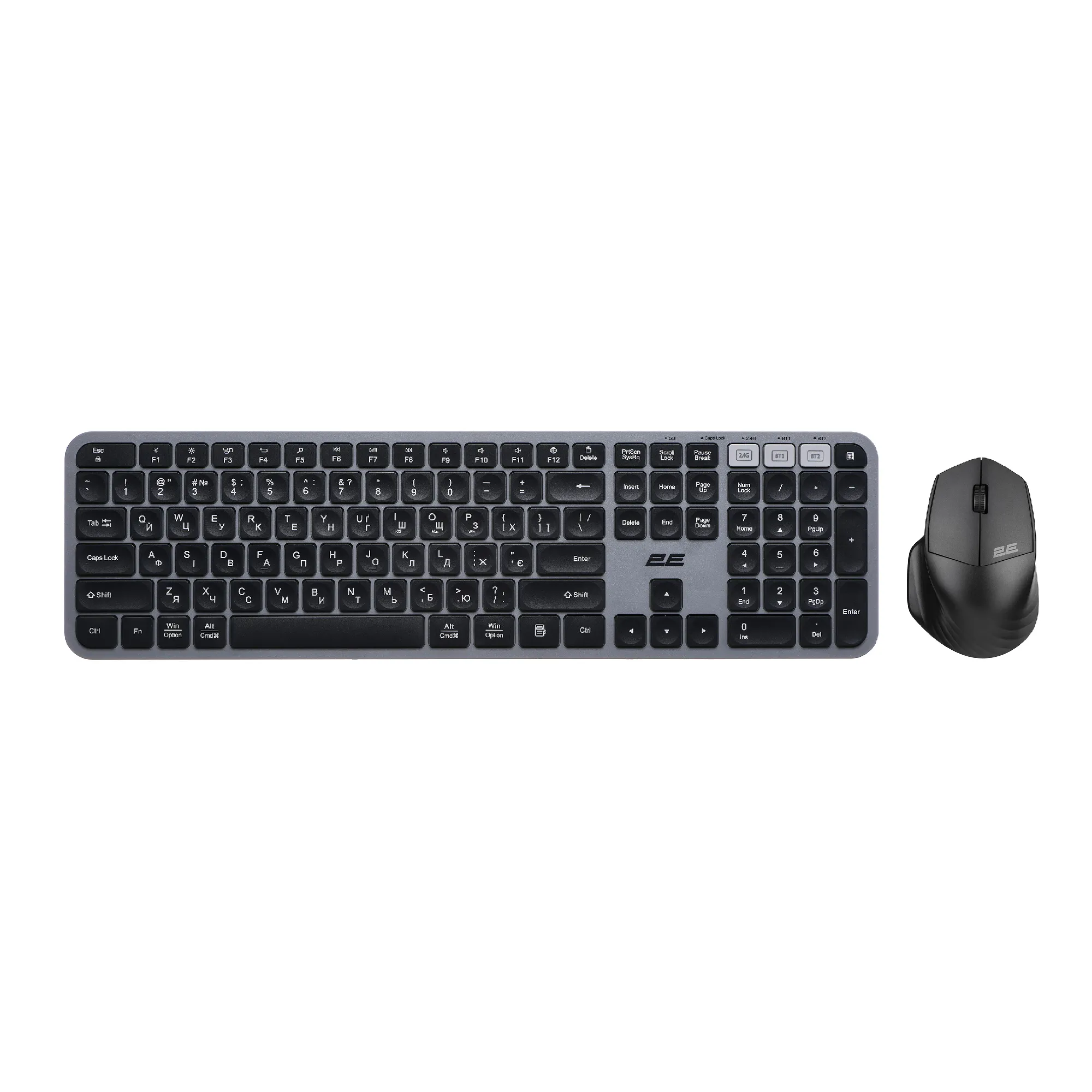 Купить Комплект клавиатура и мышка 2E MK440 WL BT EN/UKR Grey (2E-MK440WBGR_UA) - фото 1