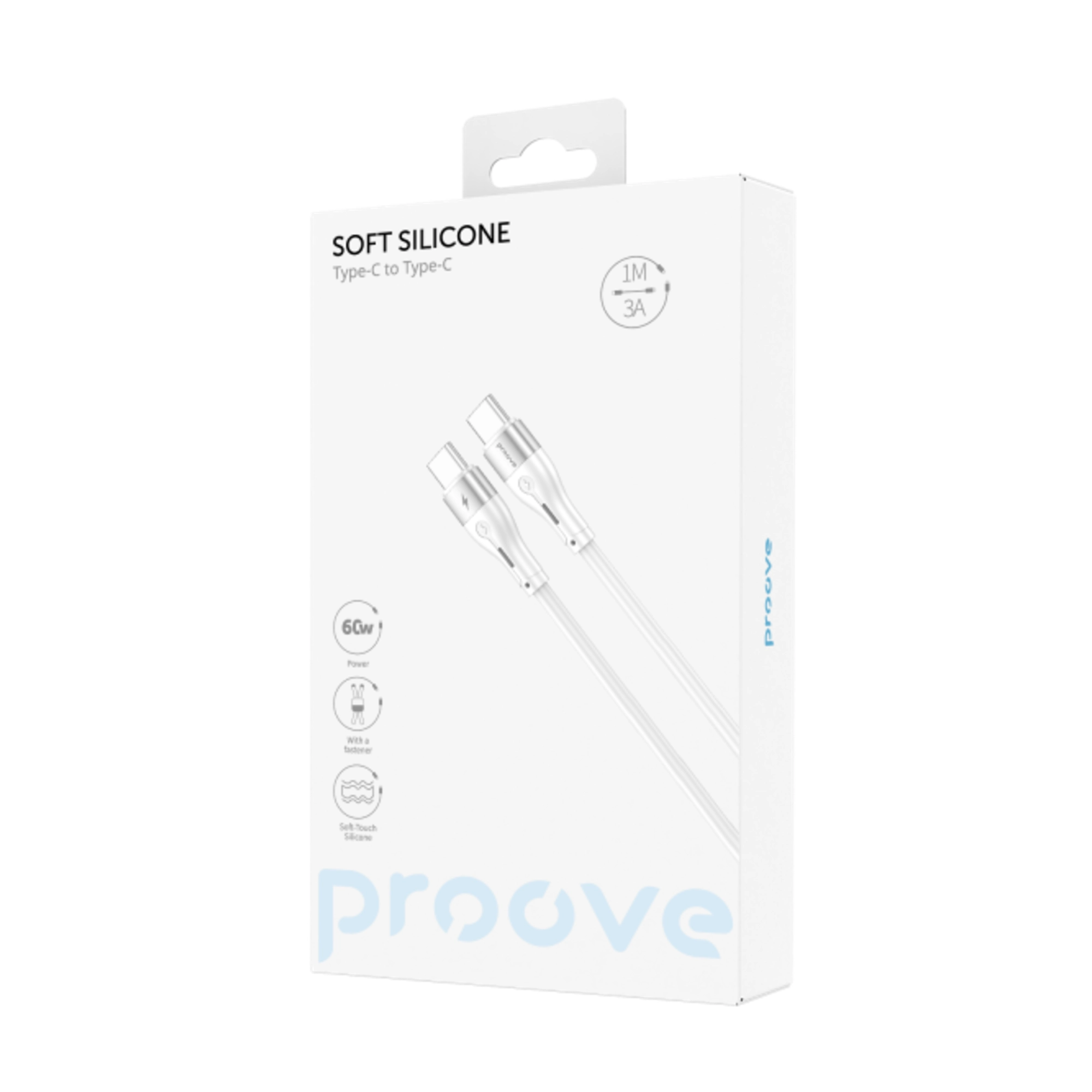 Купити Кабель Proove Soft Silicone USB-C - USB-C 60W 1m White (CCSO60002202) - фото 4