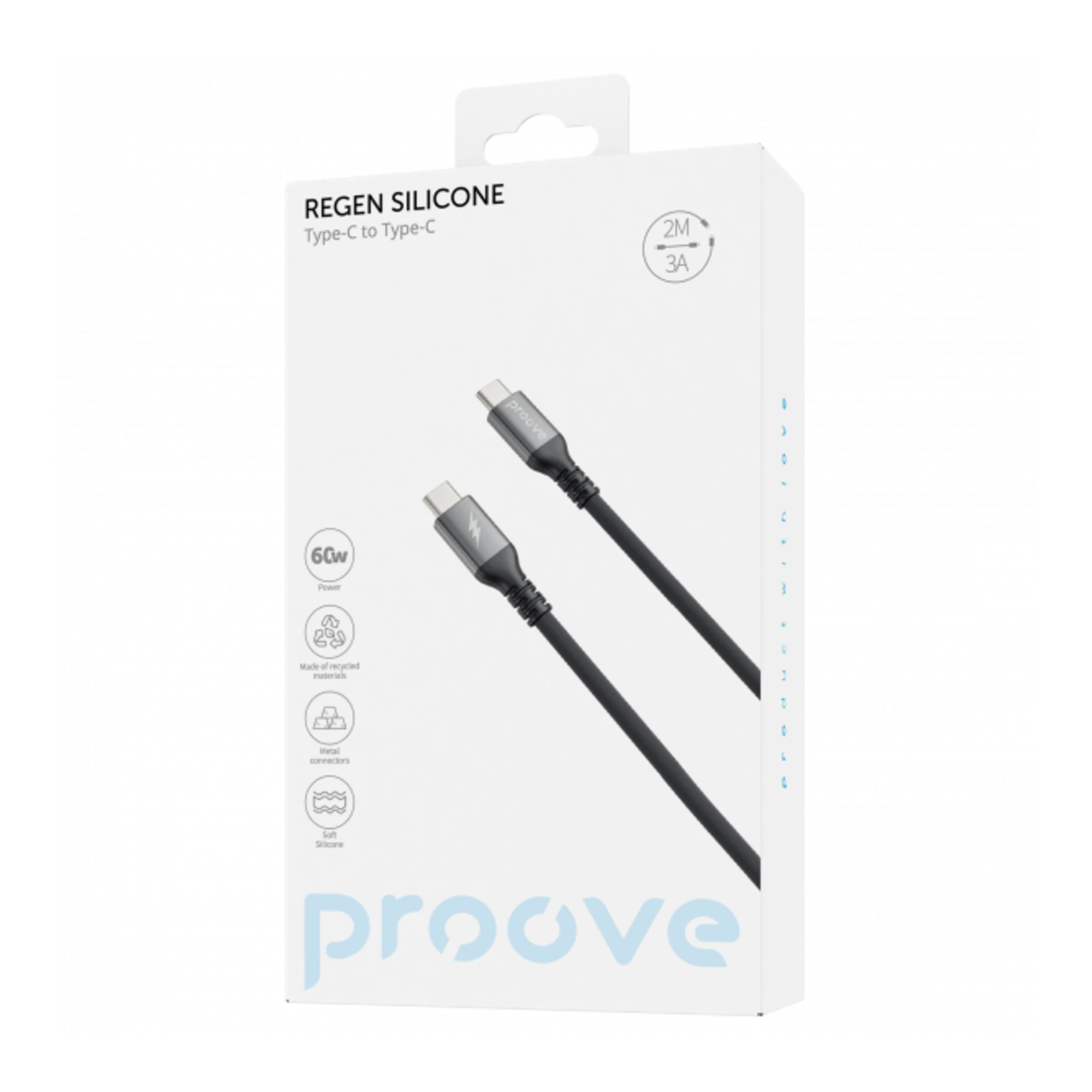 Купити Кабель Proove ReGen Silicone USB-C - USB-C 60W 2m Black (CCRS60002221)_ - фото 2