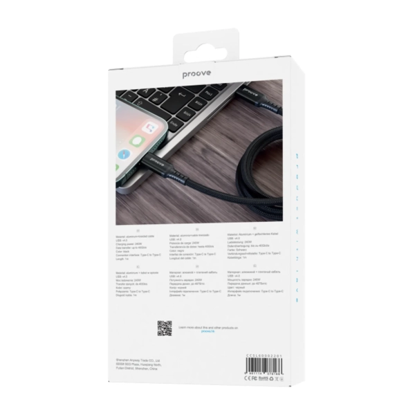 Купити Кабель Proove Speed Line USB-C - USB-С 240W 1m Black (CCSL60002201)_ - фото 3