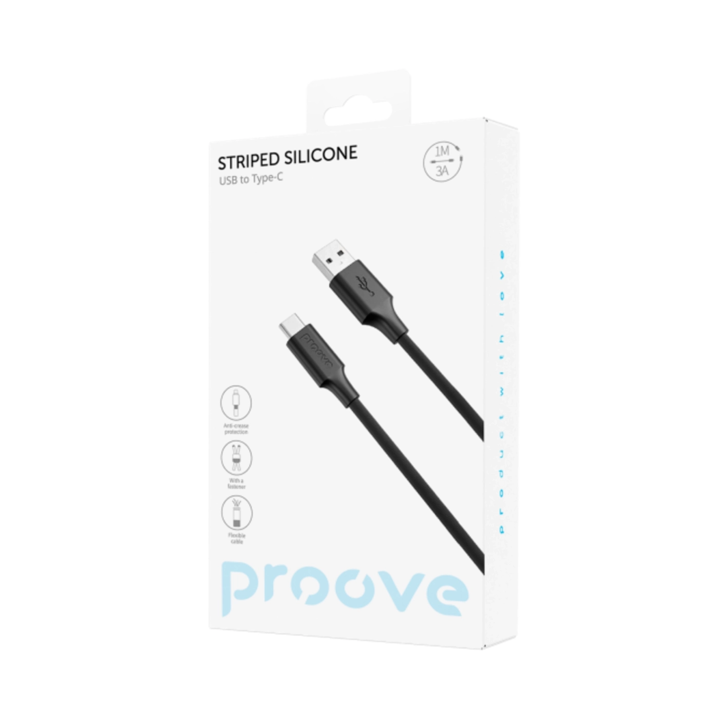 Купити Кабель Proove Striped Silicone USB - USB-C 1m Black (CCSS60001201)_ - фото 2