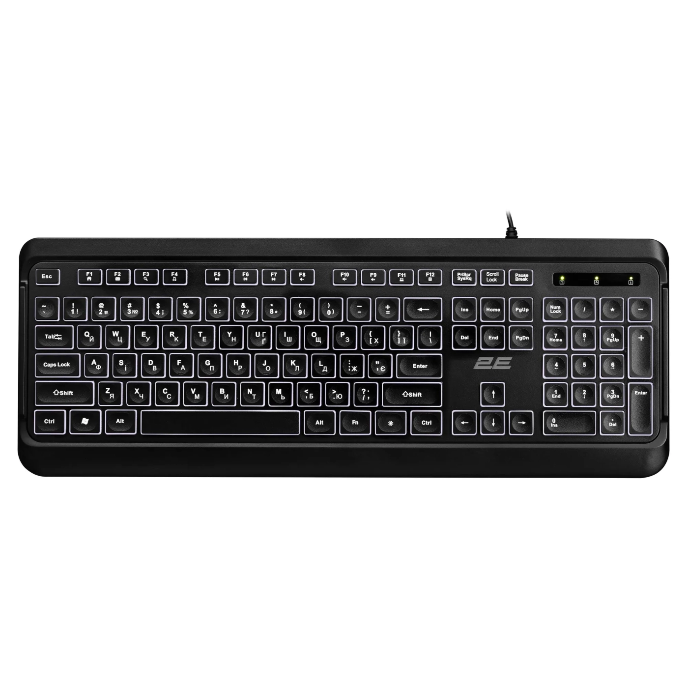 Купить Клавиатура 2E KS120 White Backlight EN/UK Black (2E-KS120UB_UA) - фото 1