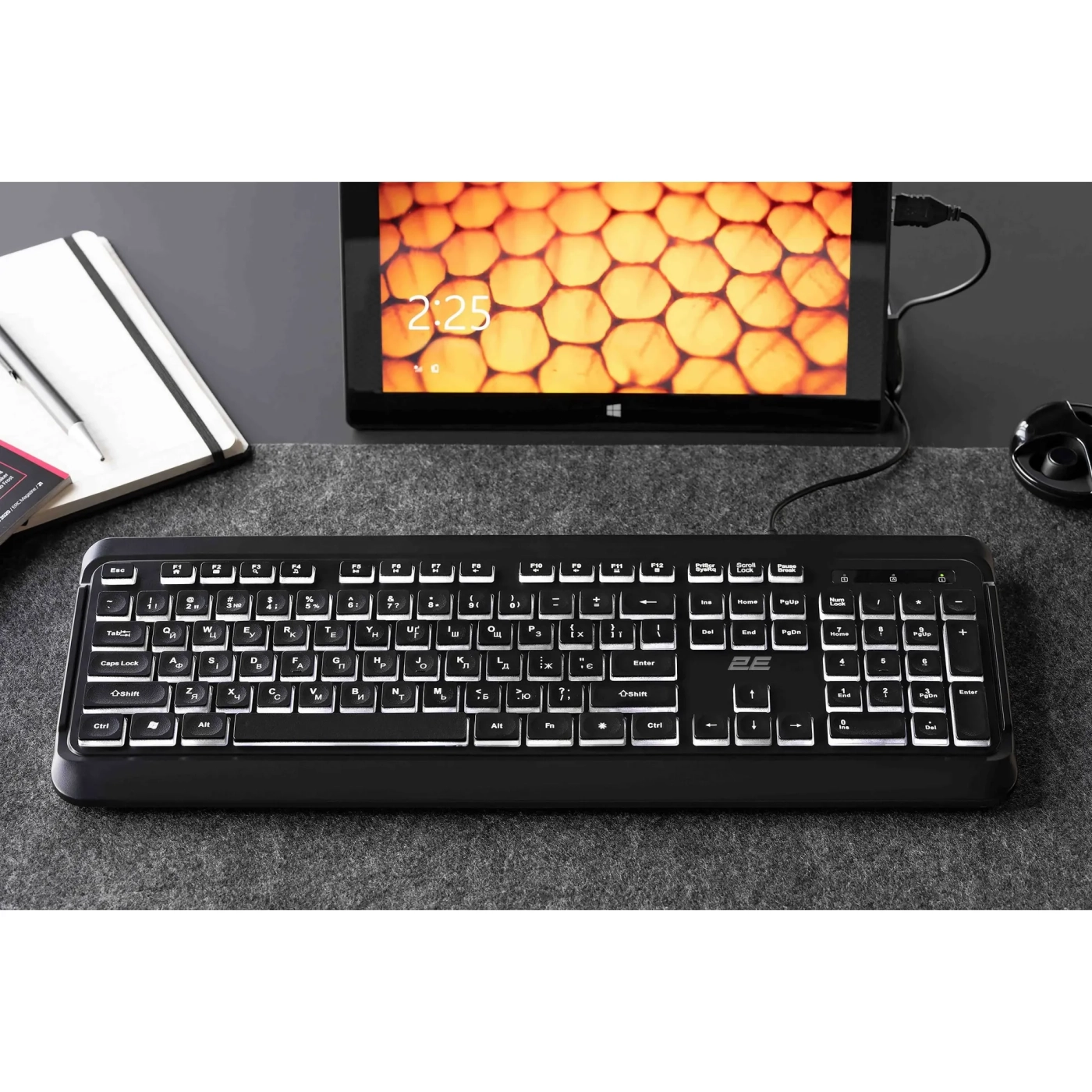 Купить Клавиатура 2E KS120 White Backlight EN/UK Black (2E-KS120UB_UA) - фото 6