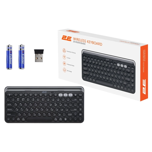 Купити Клавіатура 2E KS250 Wireless USB/Bluetooth UA Black (2E-KS250WBK_UA) - фото 9