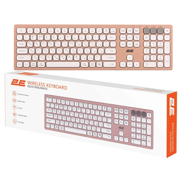 Купить Клавиатура 2E KS270 WL/BT EN/UKR Pink/White (2E-KS270WBPN_UA) - фото 9