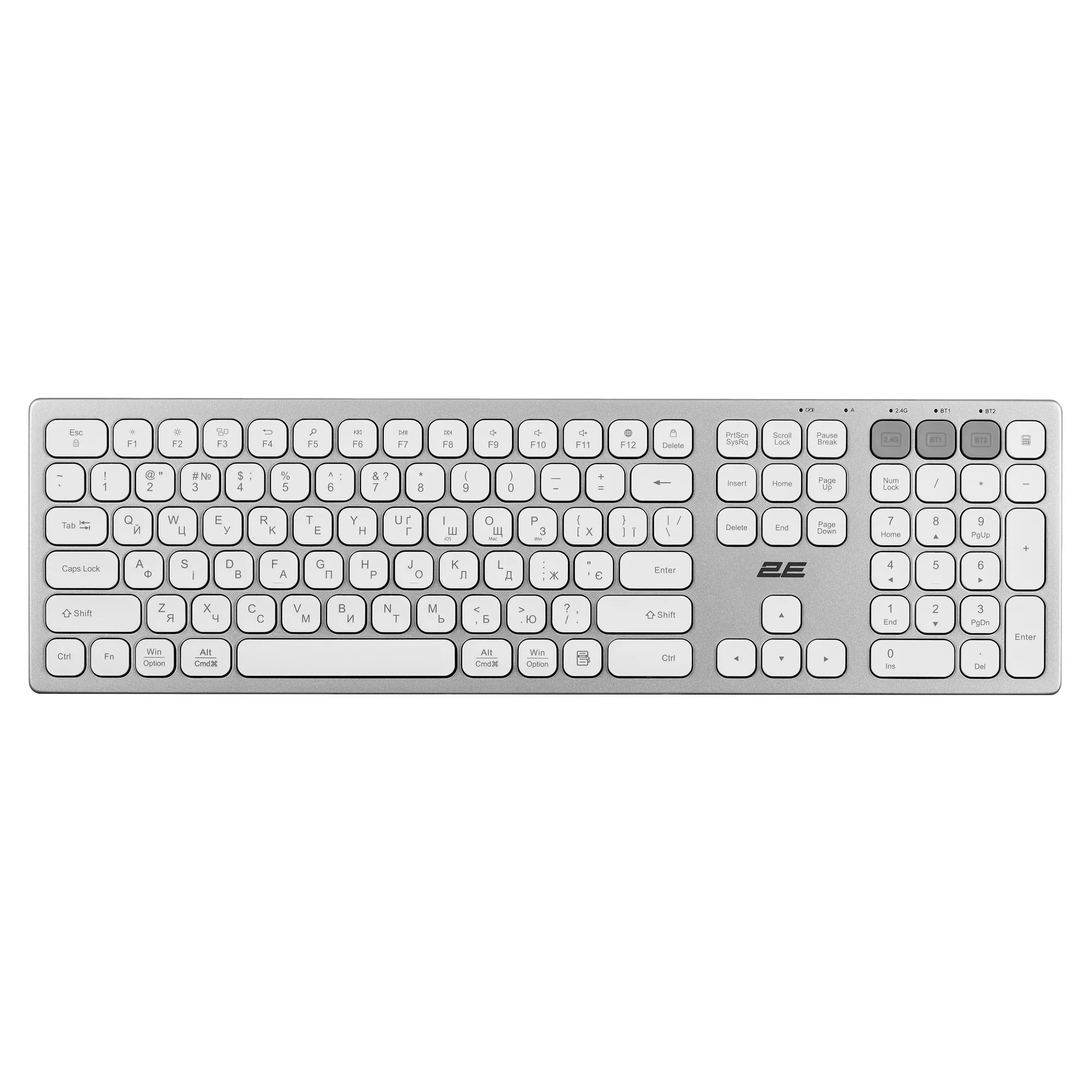 Купить Клавиатура 2E KS270 WL/BT EN/UKR Silver/White (2E-KS270WBWH_UA) - фото 1