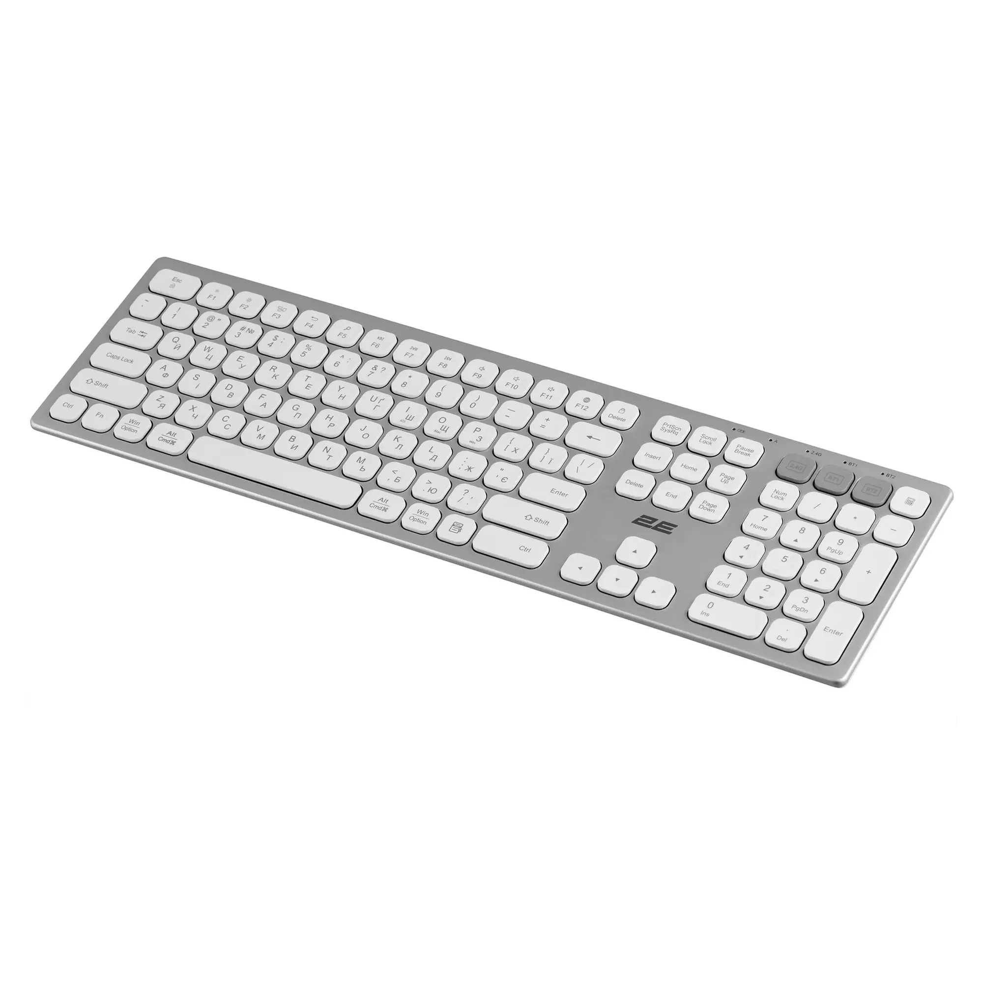 Купить Клавиатура 2E KS270 WL/BT EN/UKR Silver/White (2E-KS270WBWH_UA) - фото 2