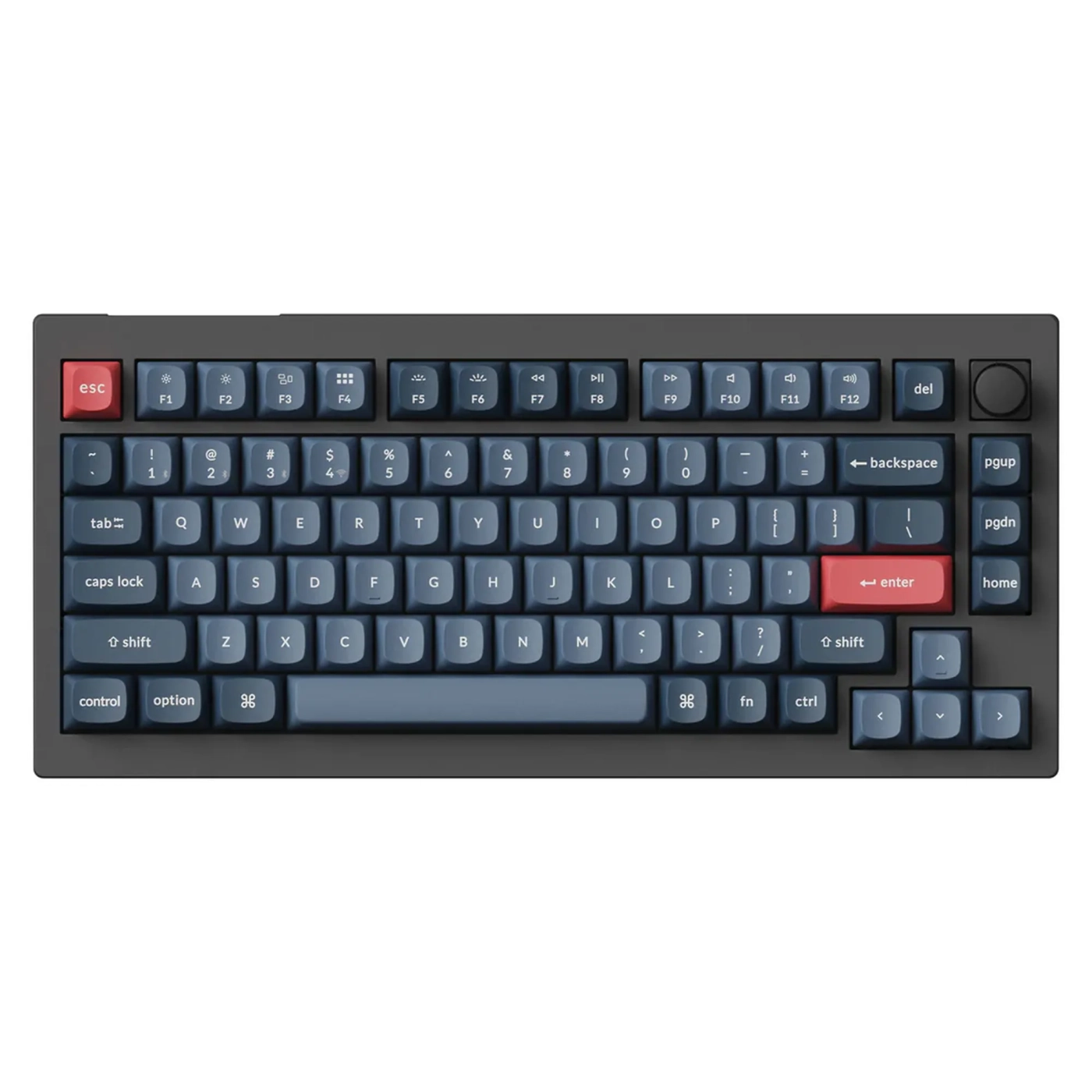 Купити Клавіатура Keychron V1 Max 84 Key RGB Hot-Swap Gateron Jupiter Red Knob (V1MD1_KEYCHRON) Carbon Black - фото 1