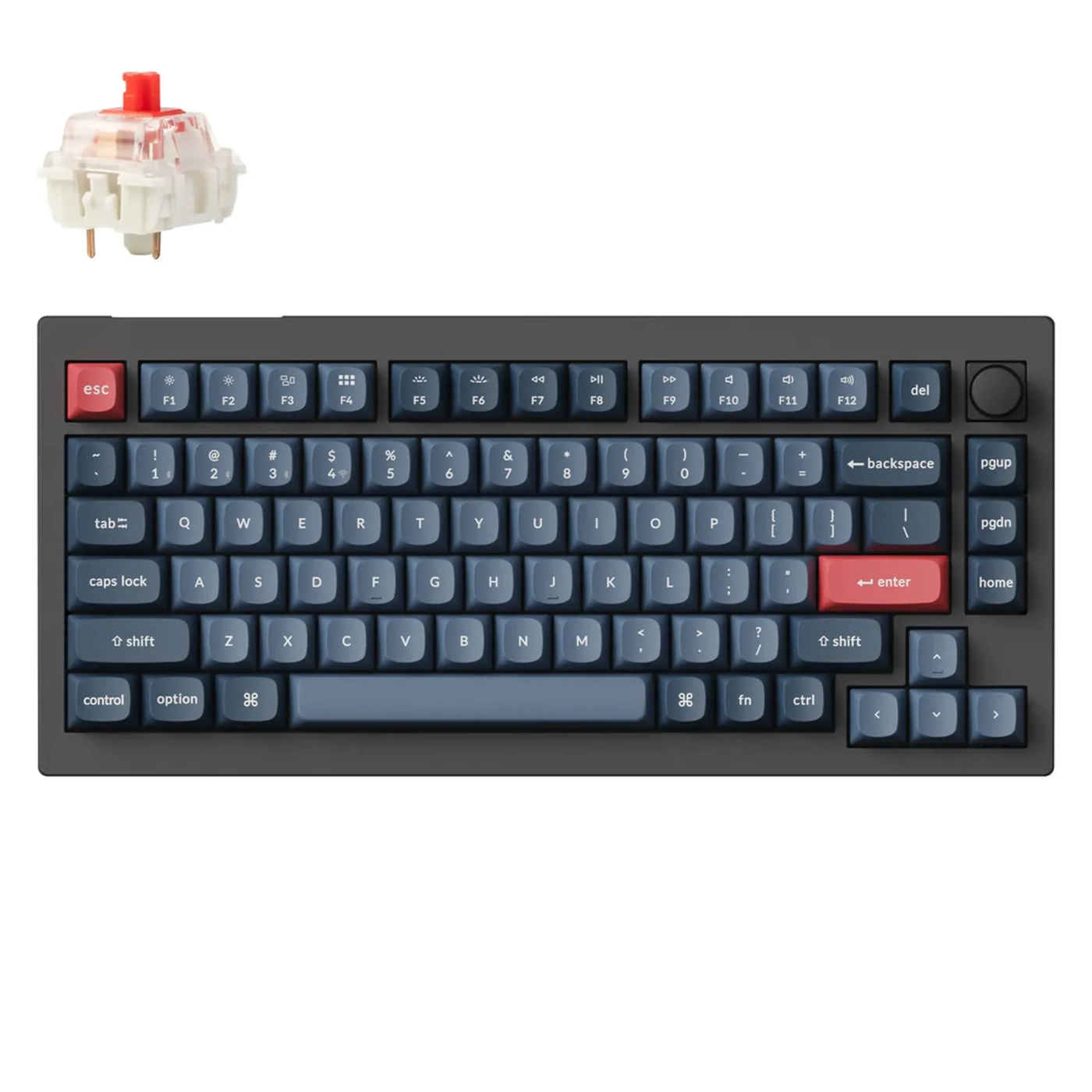 Купити Клавіатура Keychron V1 Max 84 Key RGB Hot-Swap Gateron Jupiter Red Knob (V1MD1_KEYCHRON) Carbon Black - фото 2