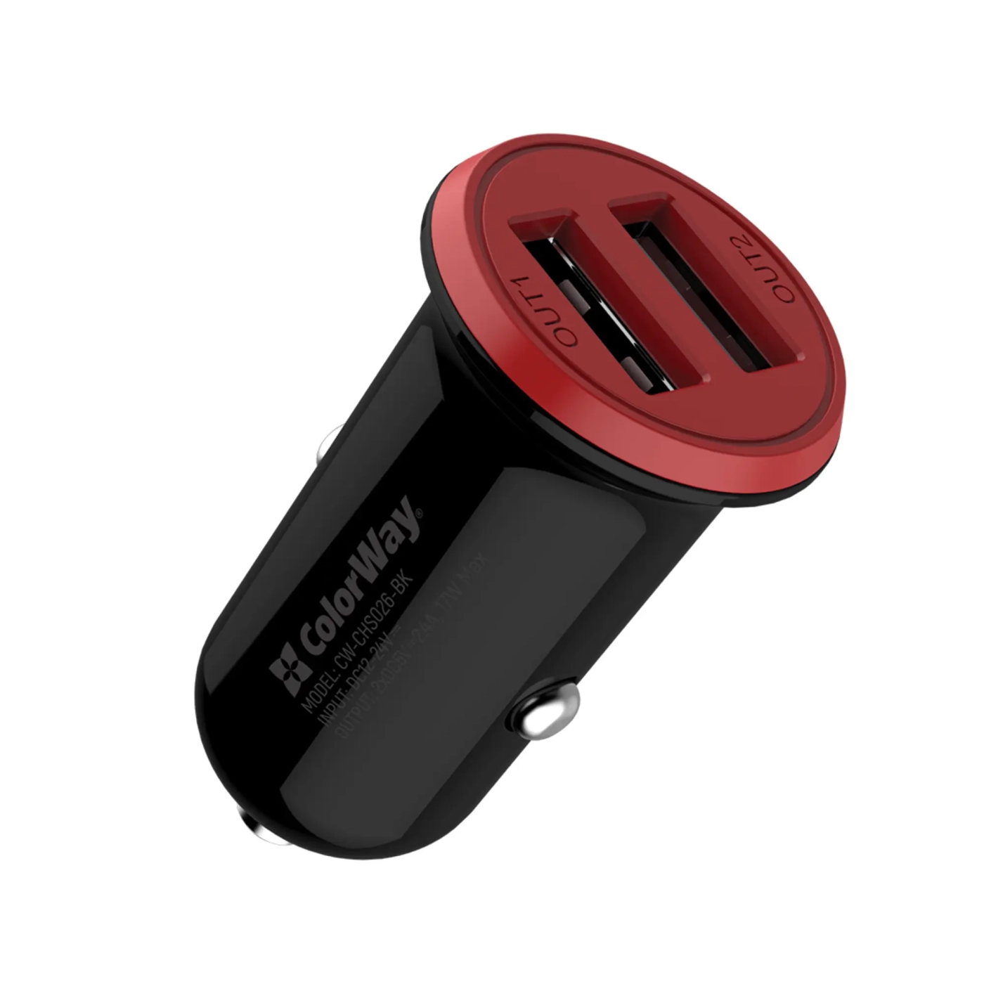Купити Автомобільний зарядний пристрій ColorWay 2USB 17W Red-Black (CW-CHA026-BK) - фото 2