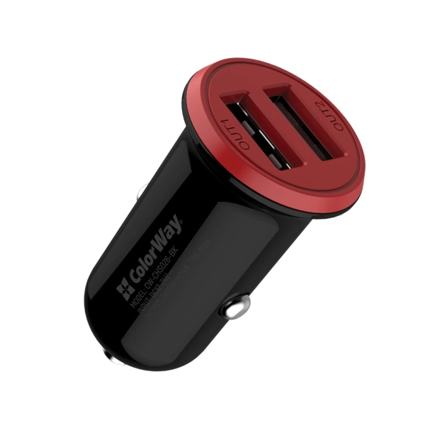 Купити Автомобільний зарядний пристрій ColorWay 2USB 17W Red-Black (CW-CHA026-BK) - фото 2