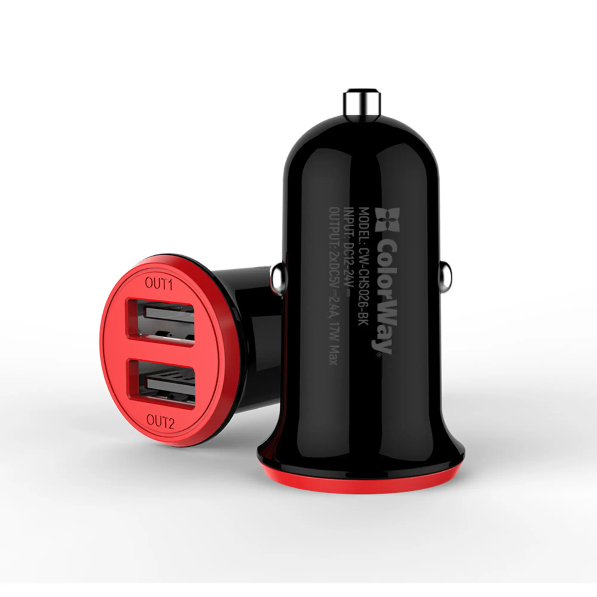 Купити Автомобільний зарядний пристрій ColorWay 2USB 17W Red-Black (CW-CHA026-BK) - фото 3