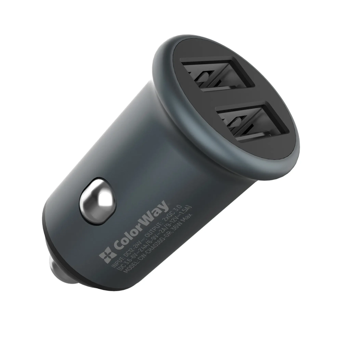 Купить Автомобильное зарядное устройство ColorWay 2USB 36W Grey (CW-CHA036Q-GR) - фото 1