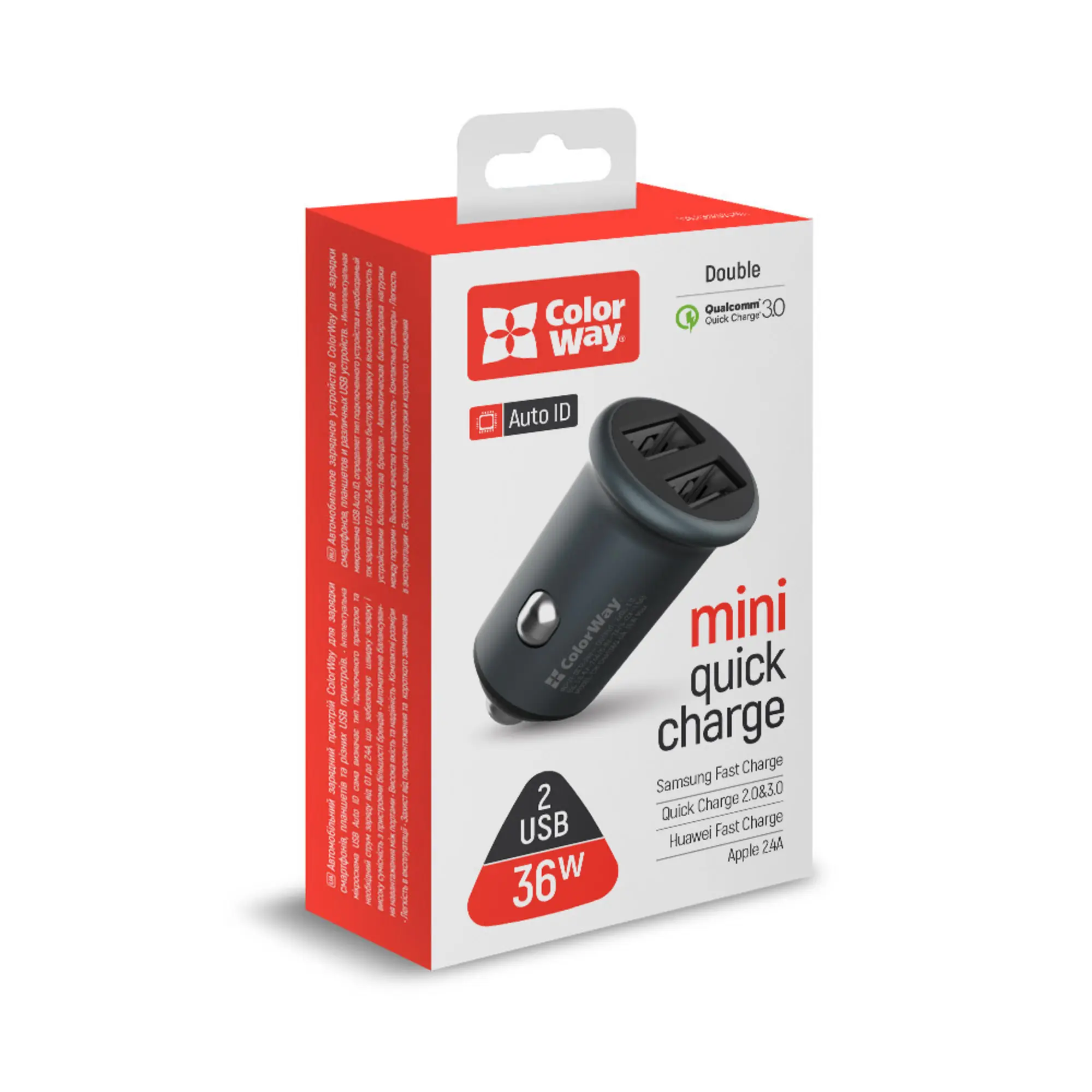 Купить Автомобильное зарядное устройство ColorWay 2USB 36W Grey (CW-CHA036Q-GR) - фото 4