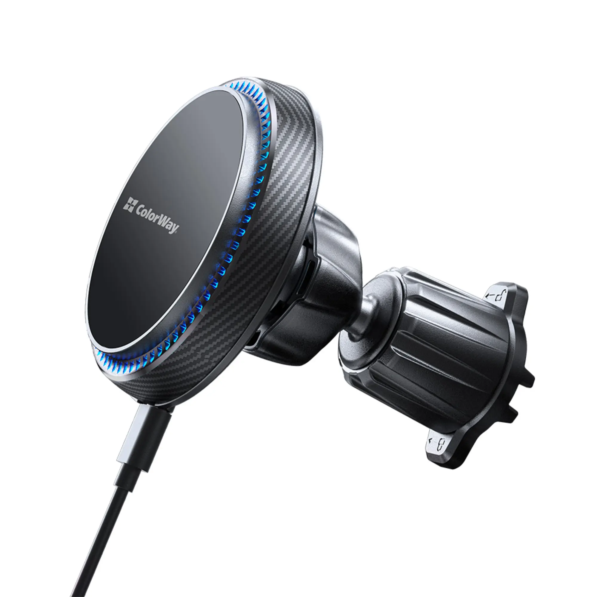 Купити Автомобильное зарядное устройство ColorWay MagSafe 360° Air Vent 15W Black (CW-CHMW041Q-BK) - фото 2