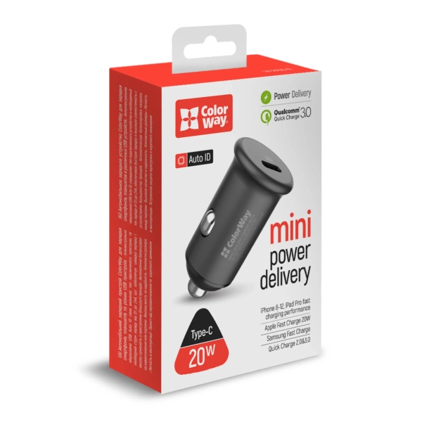 Купити Автомобильное зарядное устройство ColorWay USB-C 20W Gray (CW-CHA028PD-GR) - фото 5