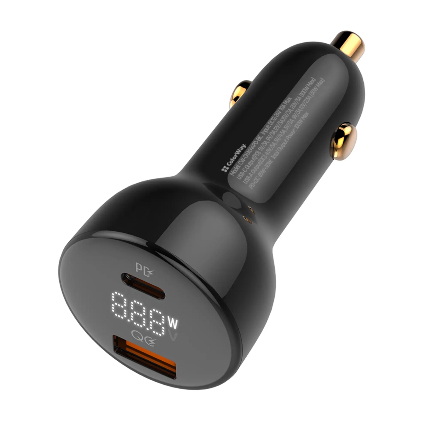 Купить Автомобильное зарядное устройство ColorWay USB-C+USB 100W Black (CW-CHA044PD-BK) - фото 2