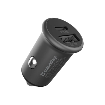 Купити Автомобильное зарядное устройство ColorWay USB-C+USB 38W Gray (CW-CHA029PD-GR) - фото 1
