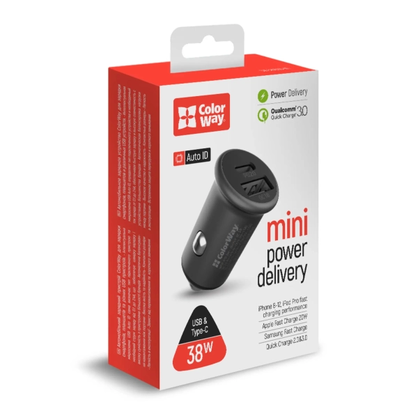 Купить Автомобильное зарядное устройство ColorWay USB-C+USB 38W Gray (CW-CHA029PD-GR) - фото 4