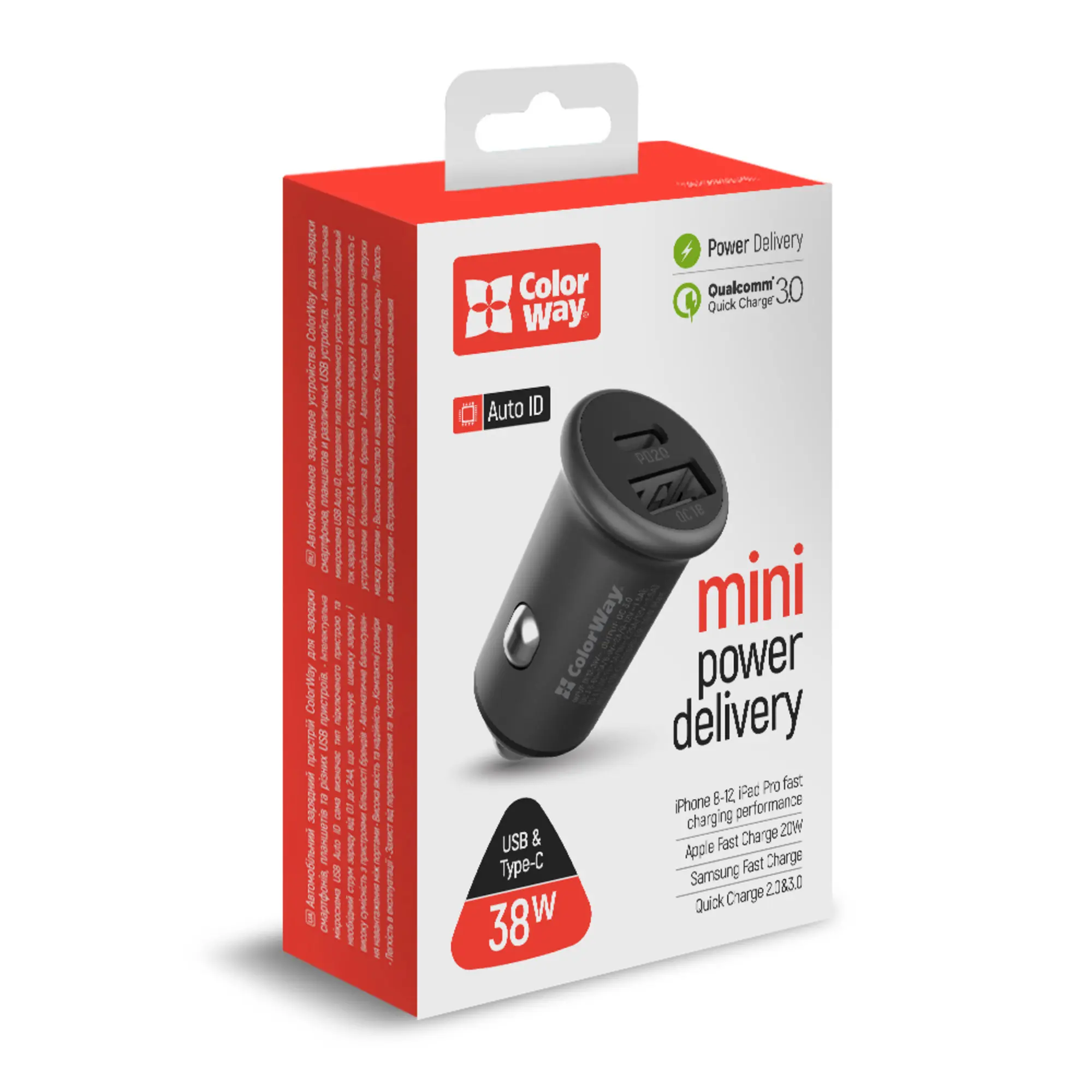 Купить Автомобильное зарядное устройство ColorWay USB-C+USB 38W Gray (CW-CHA029PD-GR) - фото 4