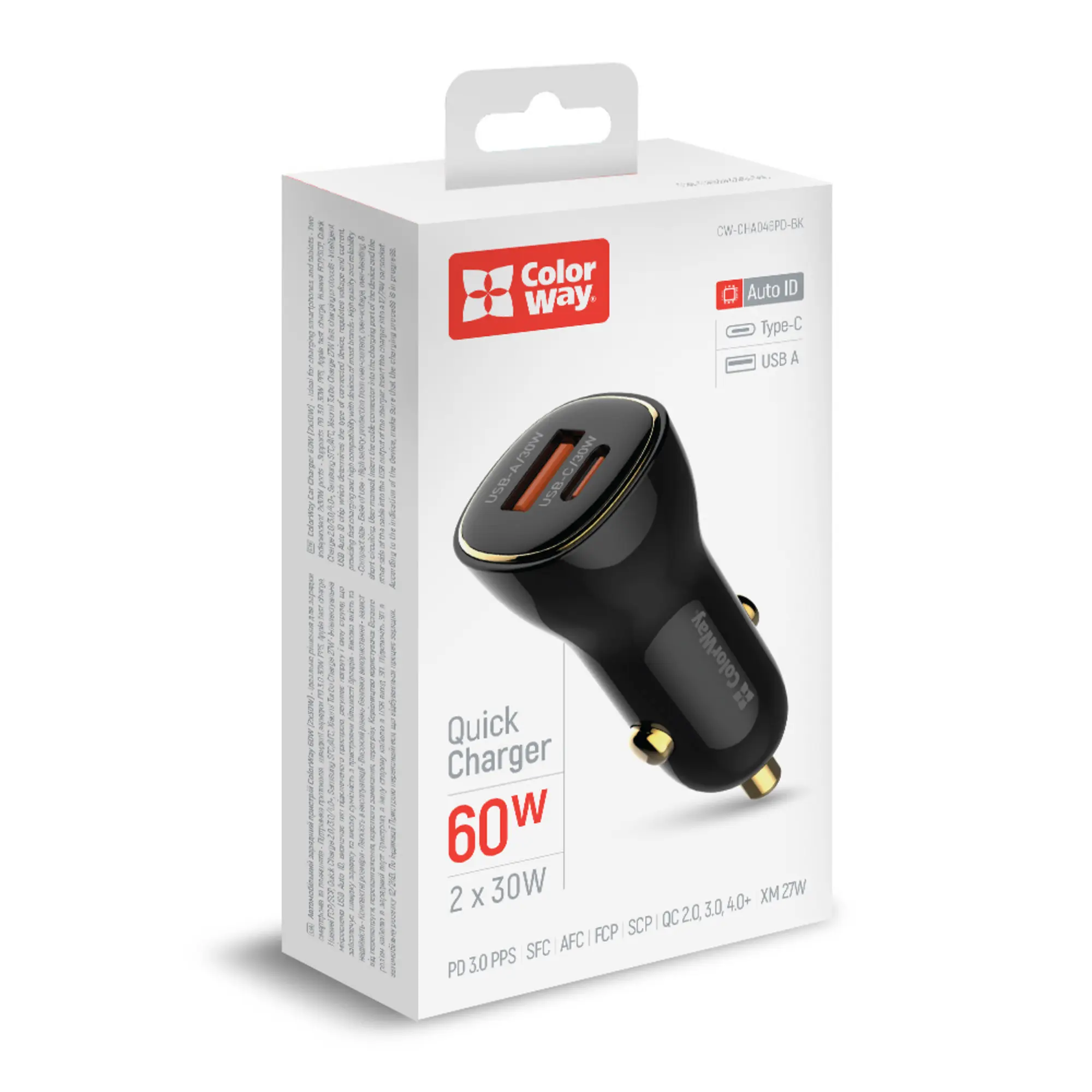 Купити Автомобильное зарядное устройство ColorWay USB-C+USB 60W Black (CW-CHA046PD-BK) - фото 4